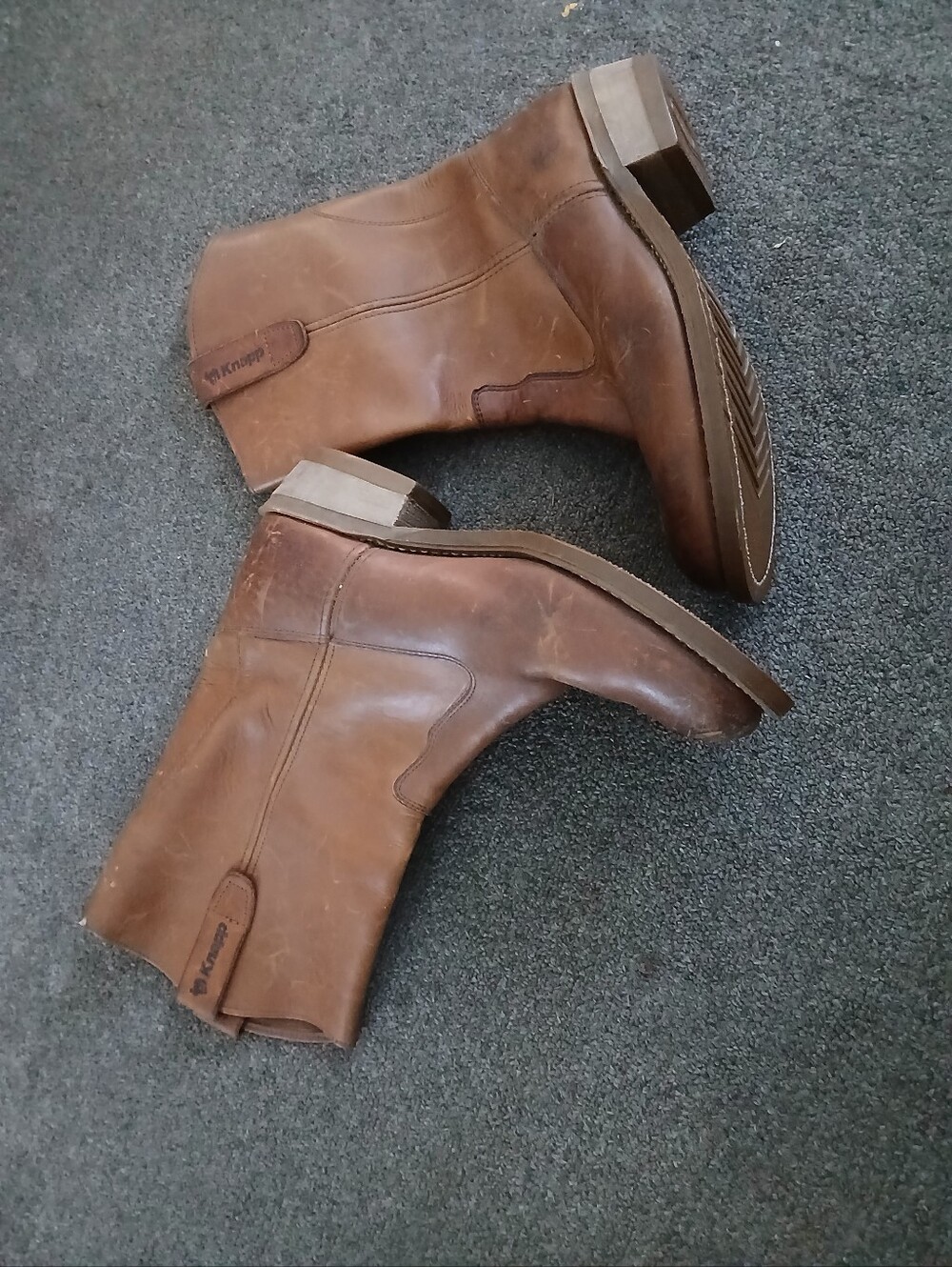 Knapp Men’s Brown Leather Slip-On Boots Size 8B